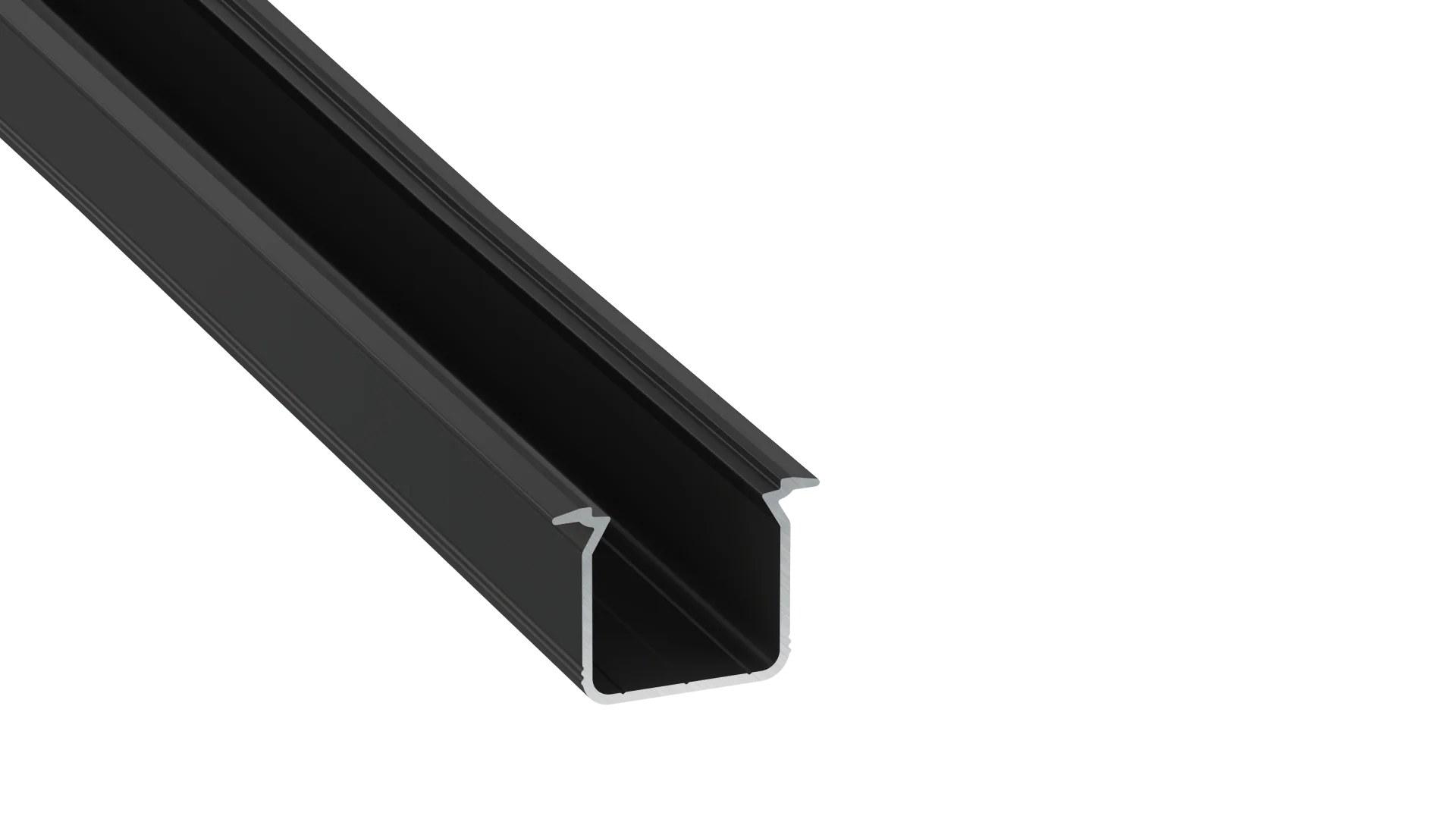 Perfíl Aluminio KIMERA-"SKAGEN" Anodizado Negro con Difusor Opal , Tapones y Clips Sujección 2,02M