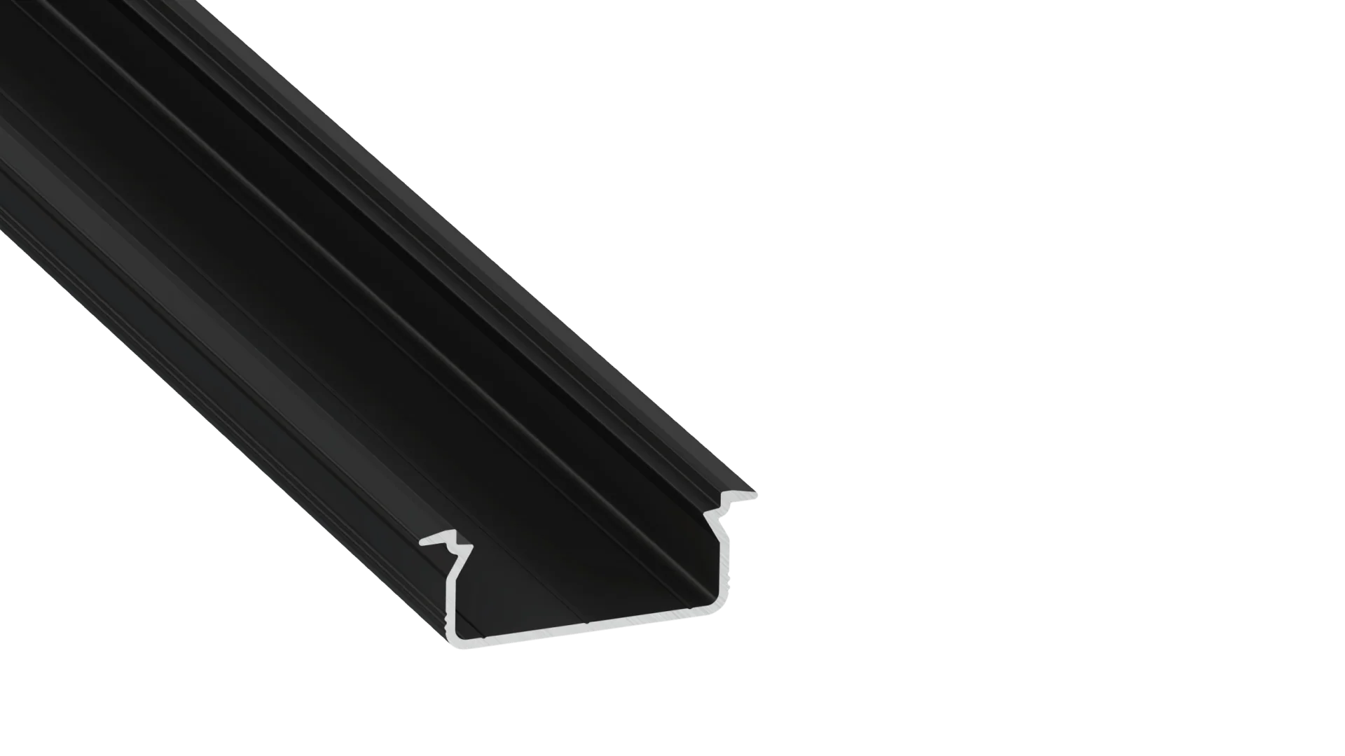 Perfíl Aluminio KIMERA-"TVED" Anodizado Negro con Difusor Opal , Tapones y Clips Sujección 2,02M