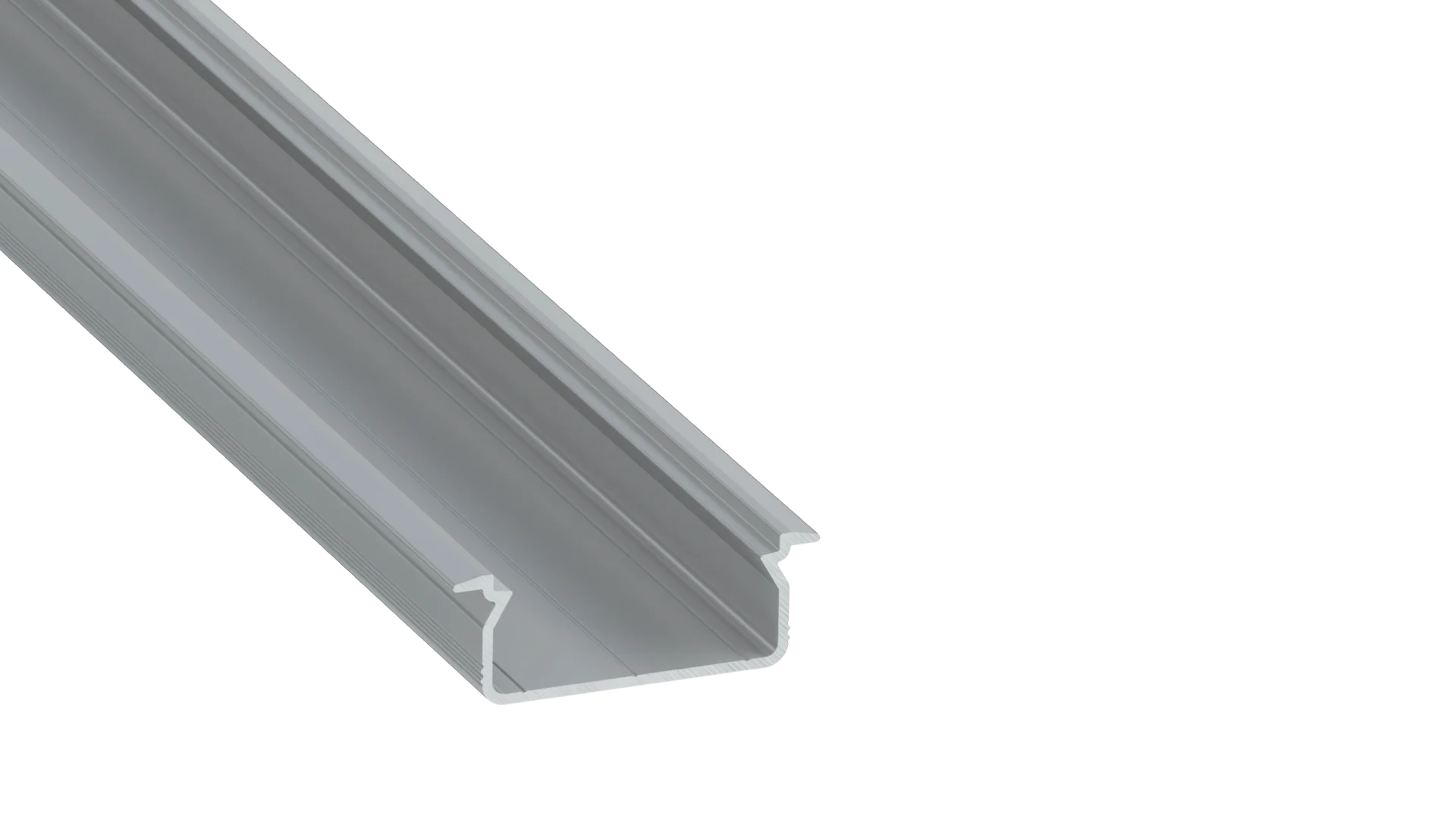 Perfíl Aluminio KIMERA-"TVED" Anodizado Plata con Difusor Opal , Tapones y Clips Sujección 2,02M