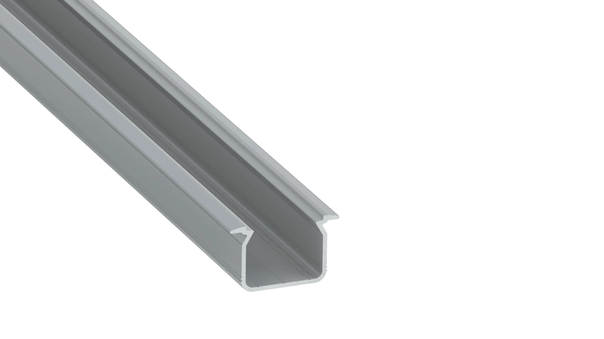 Perfíl Aluminio KIMERA-"UHRE" Anodizado Plata con Difusor Opal , Tapones y Clips Sujección 2,02M