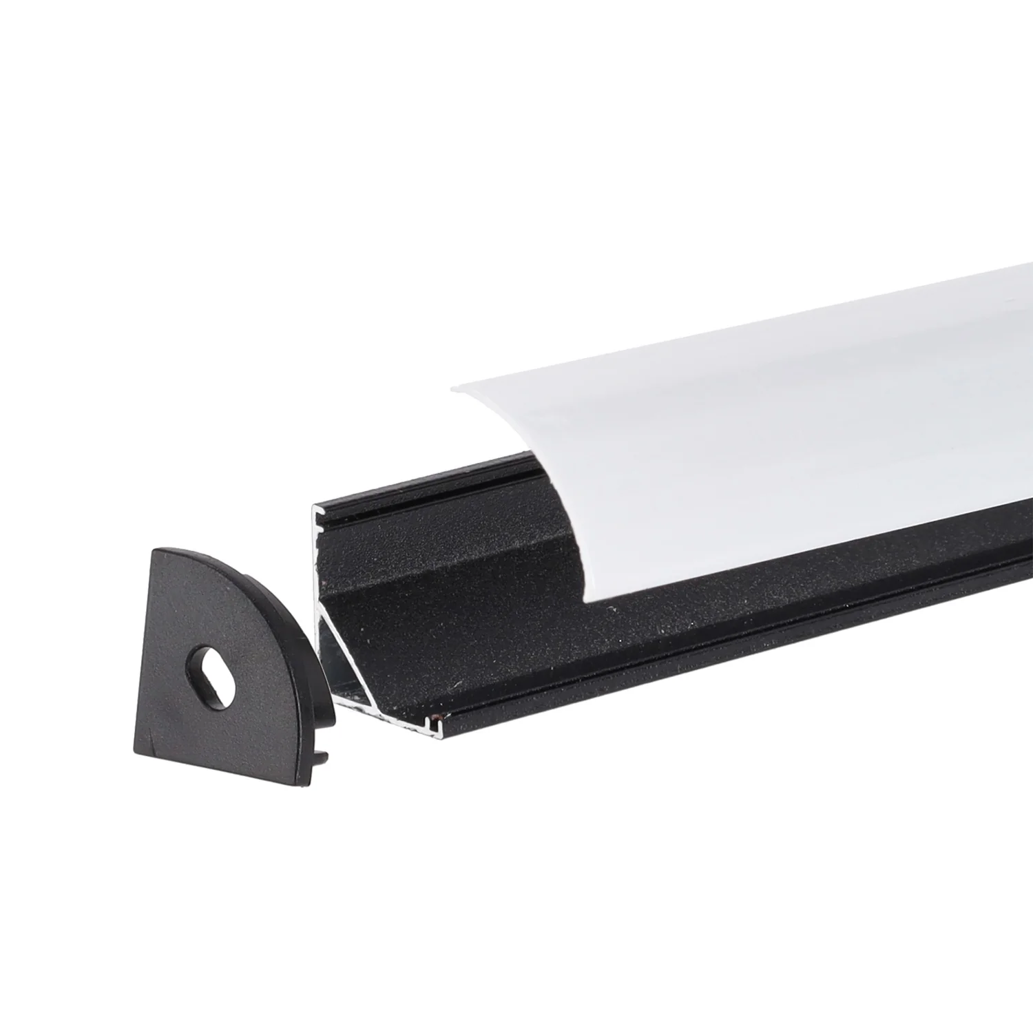 Perfíl Aluminio Negro para Tira LED Instalación Esquinas - Difusor Opal x 2M - Image 2