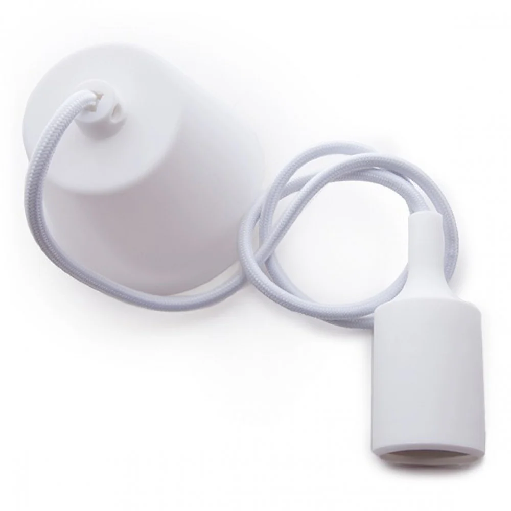Portalámparas E27 Cable - Rosetón Blanco