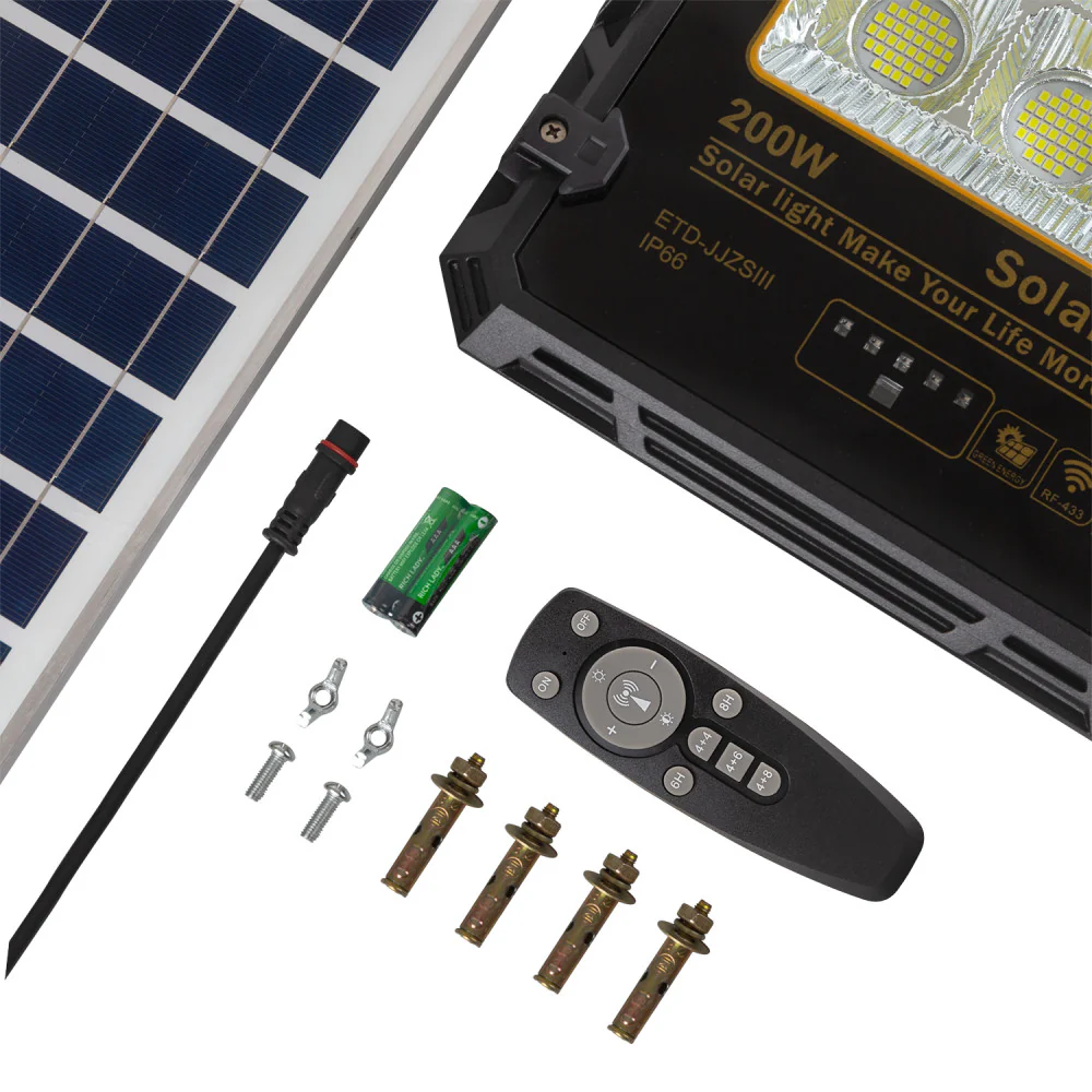 Proyector 200W con Panel Solar Control Remoto IP65  [1916-FLSOL-200W-CW] - Image 6