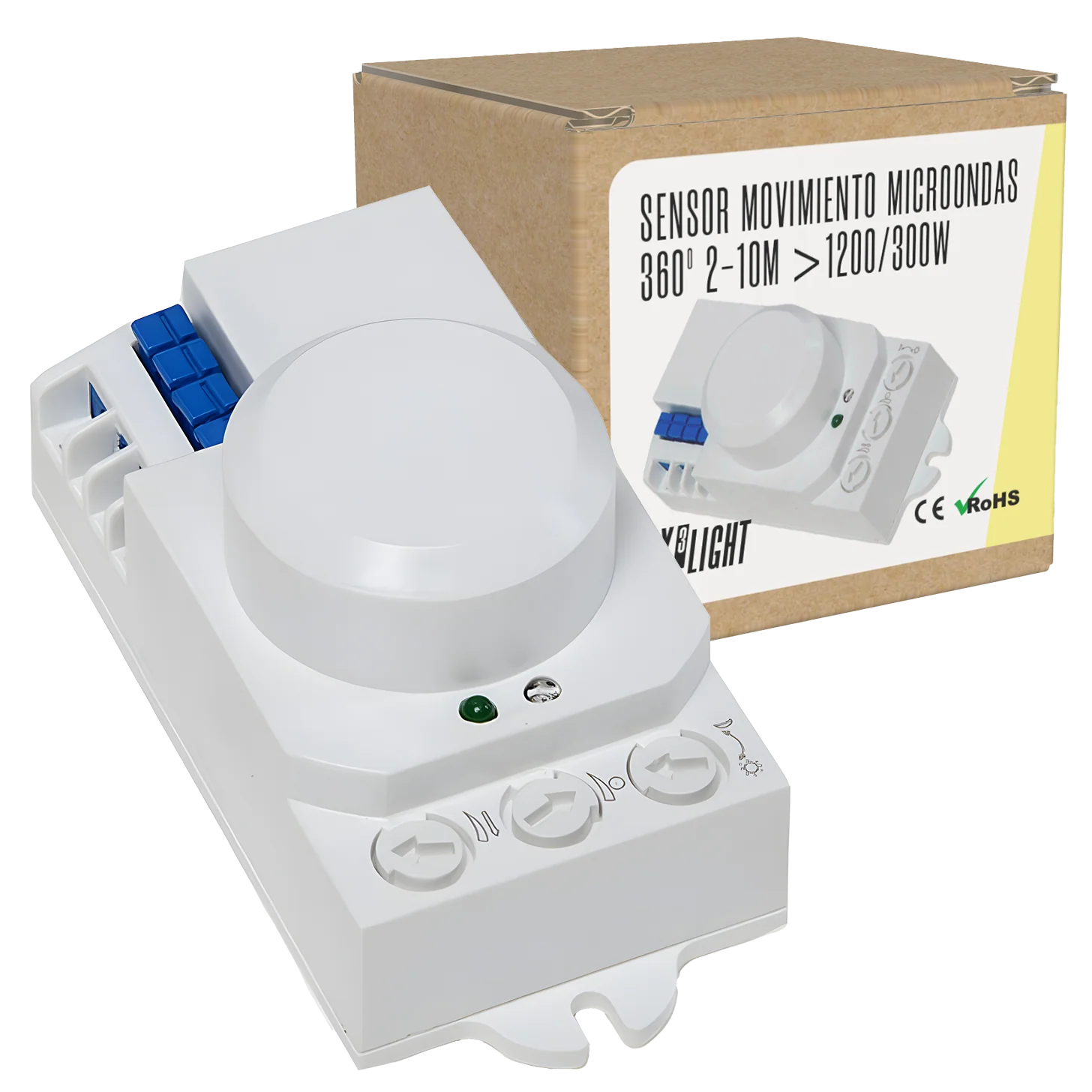 Sensor Movimiento Microondas 360º 2-10M >1200/300W [BX3-SB-BS029B]