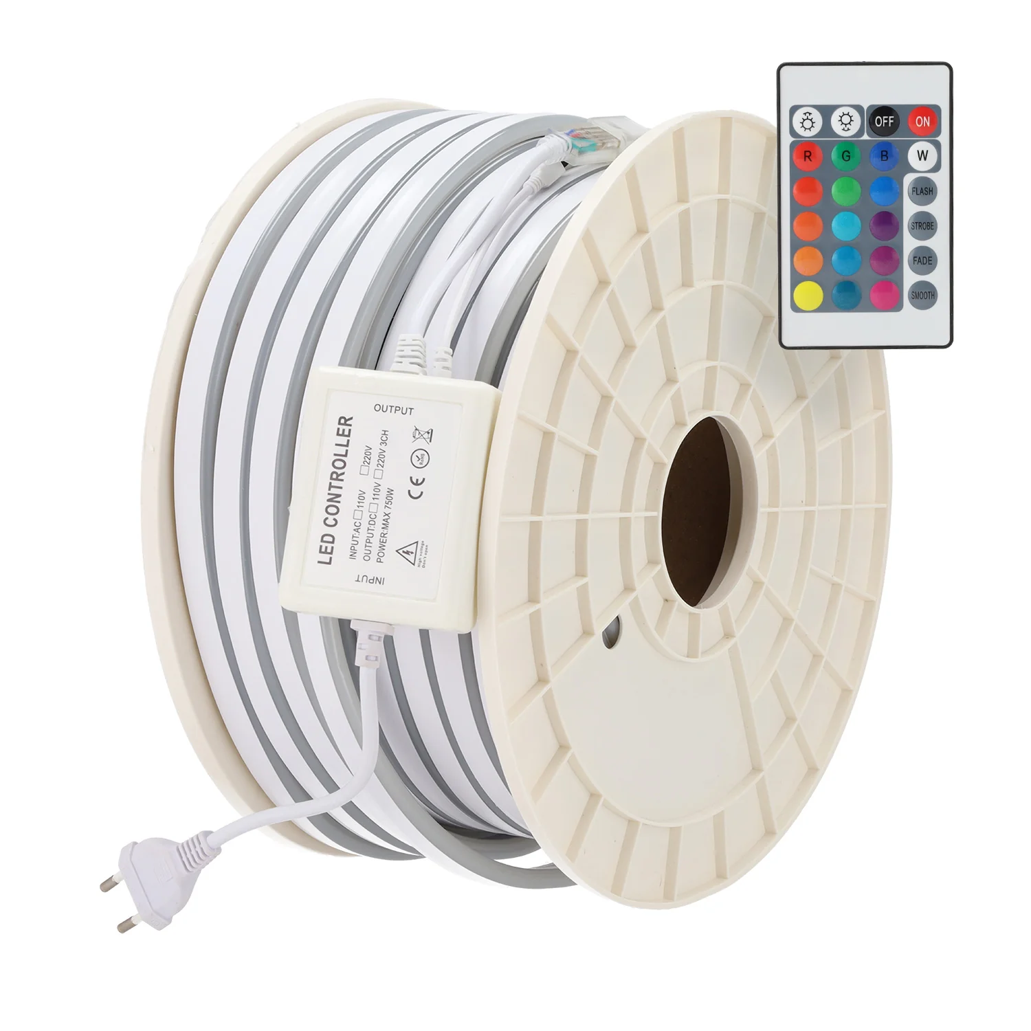 Tira Flexible LED 12W/M 230VAC 80LEDs/M SMD3535 22Lm/LED IP65 50 Metros RGB