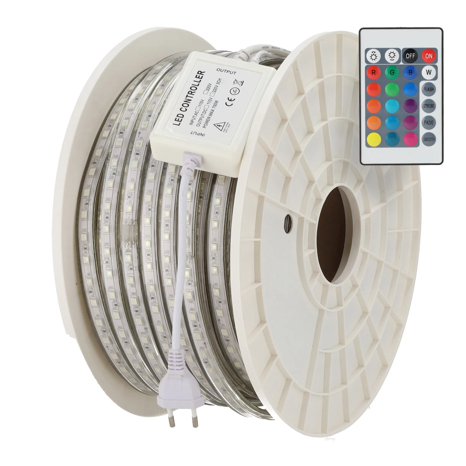 Tira Flexible LED 14,4W/M 220VAC 60LEDs/M SMD5050 IP65 RGB 50 Metros