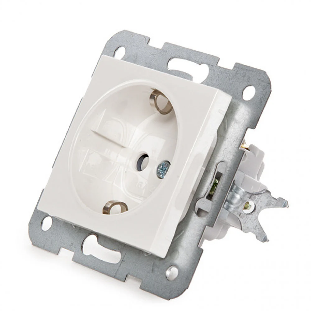 Toma de Corriente Panasonic Karre 16A 250V Bastidor Metálico con Garras/Protección Infantil/Cazoleta Blanca