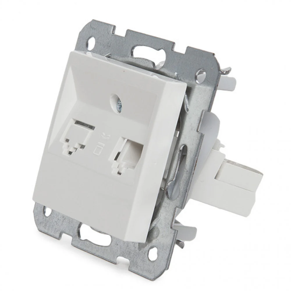 Toma de Teléfono Panasonic Karre 1 X Rj11 - Bastidor Metálico Garras - Tapa Frontal Blanca