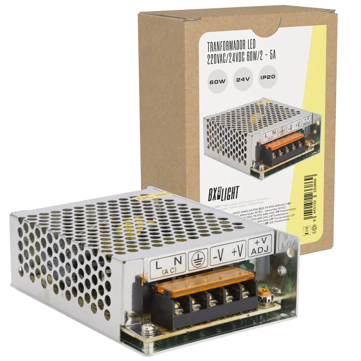 Transformador -  Fuente de Alimentación AC/DC -  Convertidor AC/DC - 220VAC/24VDC 60W/2 - 5A IP20 [BX3-TR-IP25-60W-24V]