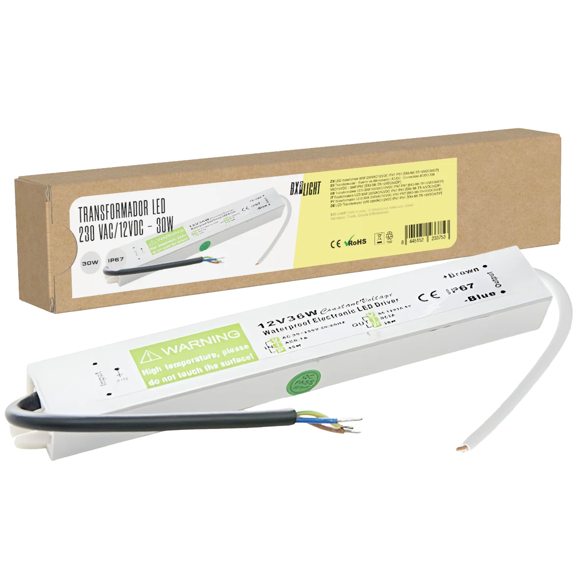 Transformador -  Fuente de Alimentación AC/DC -  Convertidor AC/DC 230 VAC/12VDC -  30W IP67  [BX3-NK-TR-12VDC30EIP]