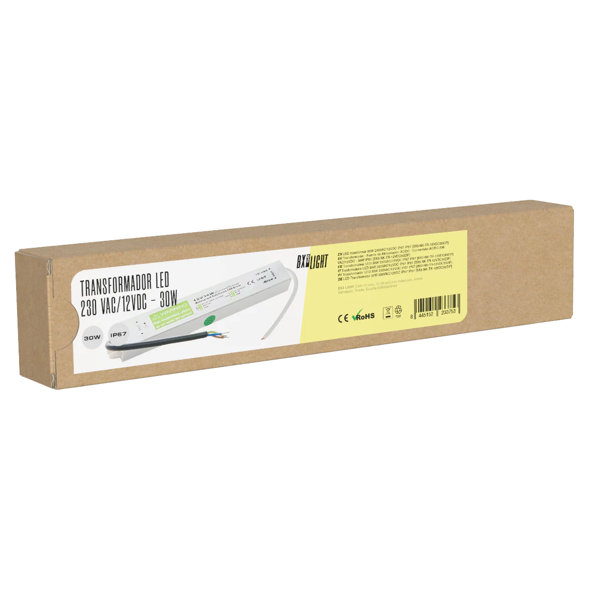 Transformador -  Fuente de Alimentación AC/DC -  Convertidor AC/DC 230 VAC/12VDC -  30W IP67  [BX3-NK-TR-12VDC30EIP] - Image 2