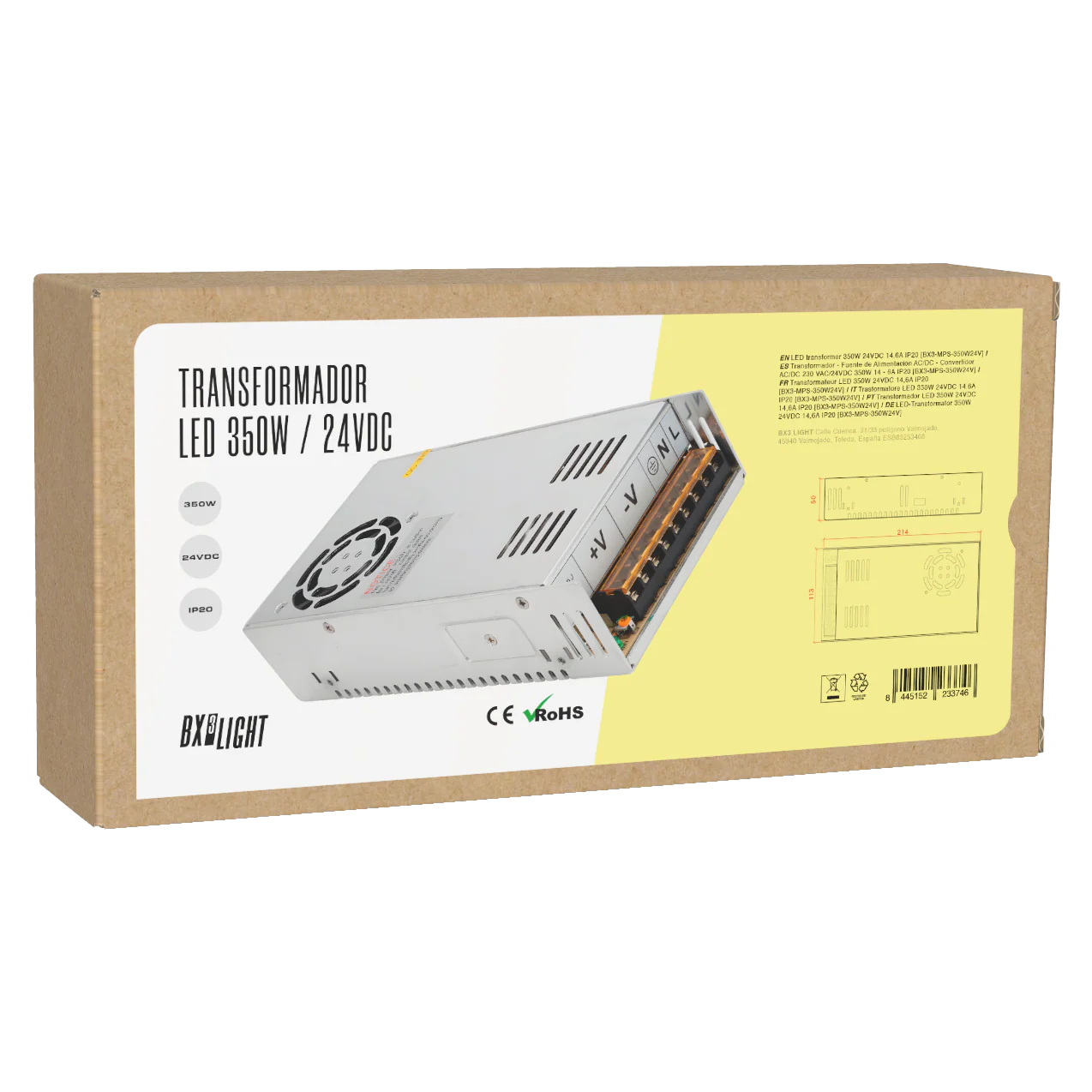 Transformador -  Fuente de Alimentación AC/DC -  Convertidor AC/DC 230 VAC/24VDC 350W 14 - 6A IP20 [BX3-MPS-350W24V] - Image 2