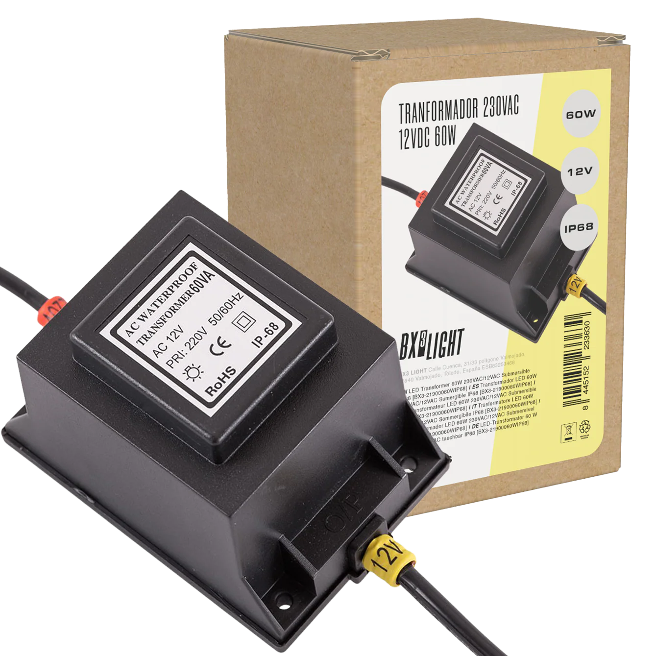 Transformador LED 60W 230VAC/12VAC Sumergible IP68  [BX3-21900060WIP68]
